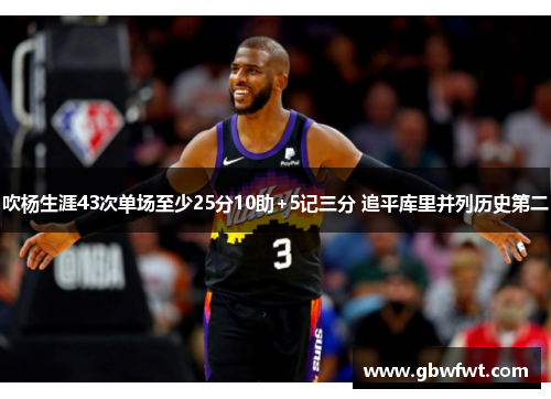 吹杨生涯43次单场至少25分10助+5记三分 追平库里并列历史第二