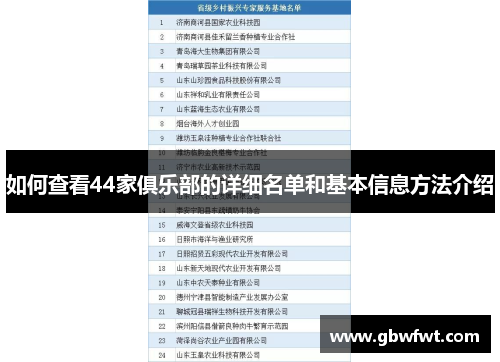 如何查看44家俱乐部的详细名单和基本信息方法介绍